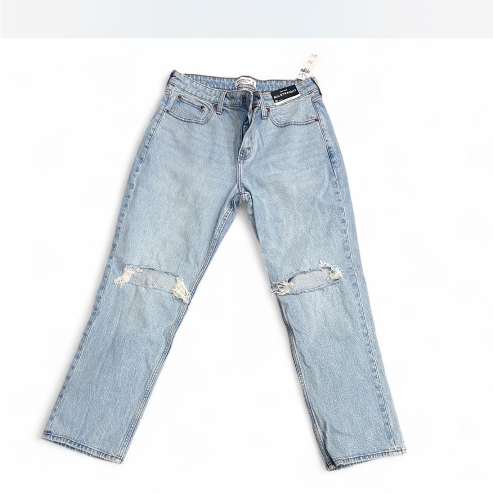 Abercrombie & Fitch Men's Light Blue Ripped Jeans